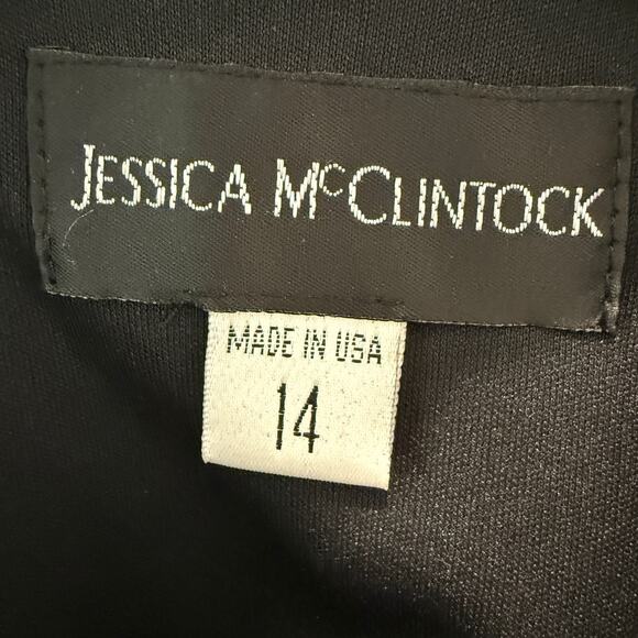 Jessica McClintock Dress Size 14 Black Rhinestones Sequins Asymmetrical - Picture 7 of 16